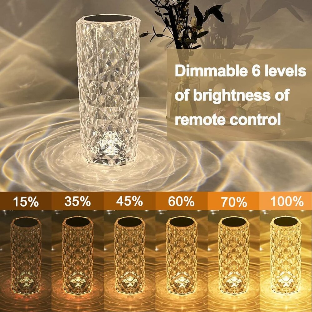 Rose Crystal Table Lamp/USB Rechargeable - Picture 4 of 11